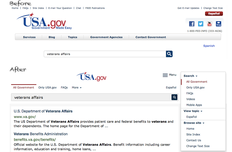 Site brand and navigation on USA.gov Site brand and navigation on USA.gov